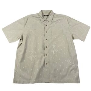 Vintage Quiksilver Edition Silk Blend Tropical Button Down Shirt Tan Beige XL
